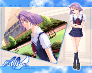 Girl schooluniform building outdoors purplehair - a girl in a school uniform free wallpaper