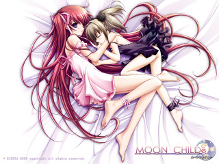 Moon child gothic anime girls - a bed together free wallpaper