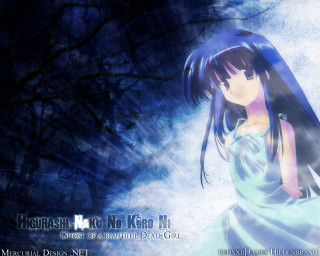 Girl blue dress tree moon - gothic free wallpaper