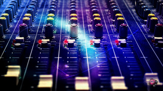 Mixing board knobs lights blue - studio quality free wallpaper