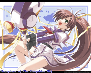 Girl sword blue background pony - long hair holding free wallpaper