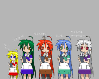 Anime girls colorful hair serafuku - colored free wallpaper