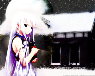 Anime girl white hair purple - roof free wallpaper