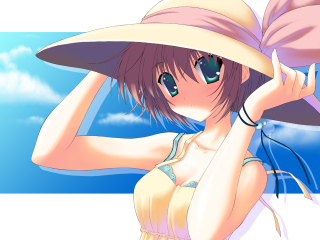 Woman hat sky clouds anime 2 - a woman in a hat free wallpaper