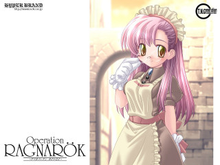 Pink haired girl maid portrait - a white background free wallpaper