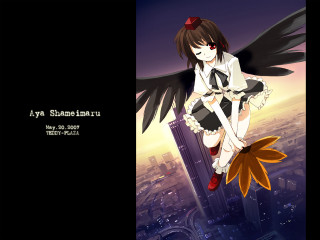 Anime girl skyscraper red bow - outfit free wallpaper