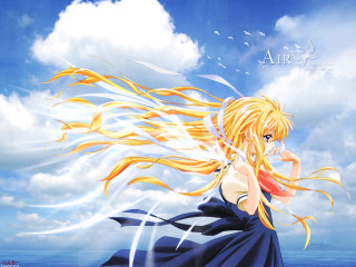 Flying woman blue sky clouds - a blue sky background free wallpaper