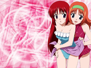 Eizan kikukawa anime girls hug - lyco art free wallpaper