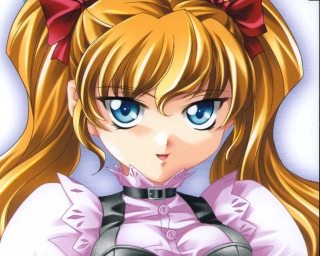 Anime girl pink shirt black - her waist free wallpaper