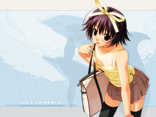 Purple hair anime girl bird - figurative art free wallpaper