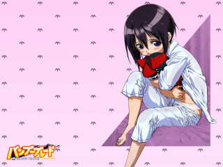 Woman white shirt red bowtie - pink background free wallpaper