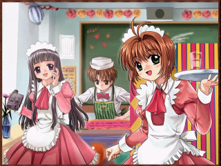 Maid girls kitchen flowers smile - maid outfit free wallpaper