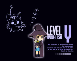 Cartoon girl hat cat black - a caption below free wallpaper