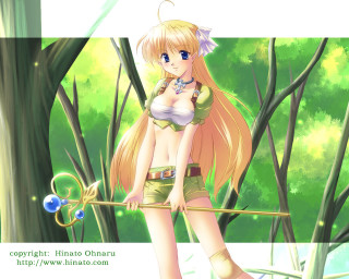 Cartoon girl blonde hair forest - fantasy art free wallpaper