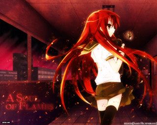 Red haired girl hallway anime - a ball free wallpaper