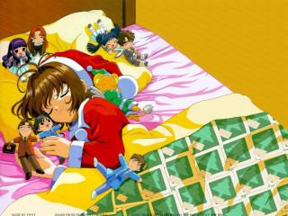 Cartoon girl bed stuffed bear - bed free wallpaper