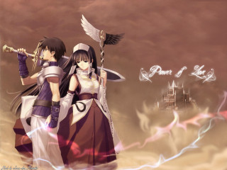 Anime siblings castle sunset sword - epic fantasy free wallpaper
