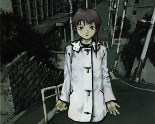 Girl white coat street corner - a street corner free wallpaper