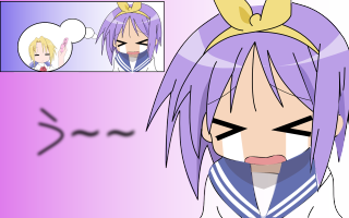 Sad purple haired girl bow - a cartoon of a girl free wallpaper