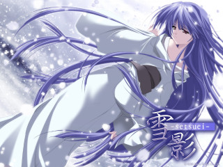 Woman blue eyes snow kimono - promotional image free wallpaper