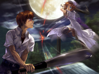 Flying man woman bat fullmoon - full free wallpaper