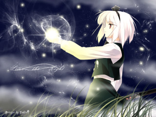 White hair girl light stars - firefly free wallpaper