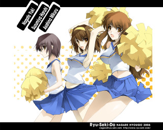 Cheerleader animegirls bluewhite pompoms yk - one girl free wallpaper