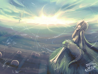 Woman ocean rock sky fish - a rock in the ocean free wallpaper