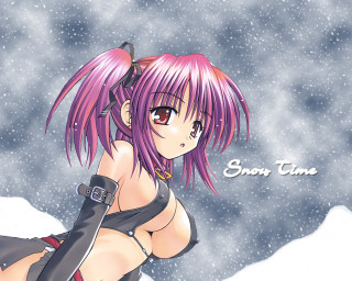 Pink hair girl snow sword - the snow free wallpaper for desktop