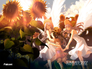 Sunflower field girls wings fireworks - armin hansen free wallpaper