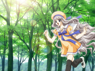 Girl yellow dress hat forest - kyoto animation free wallpaper for desktop