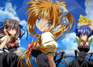 Anime girls blue sky clouds 7 - blue eye free wallpaper
