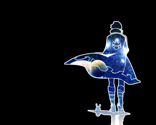Girl blue dress bird stars - a hologram free wallpaper for desktop