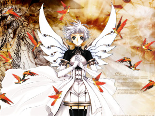 White hair white dress red - gothic free wallpaper