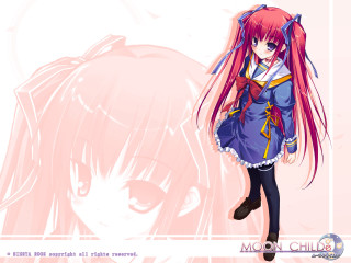 Anime girl pink hair blue 4 - long pink hair free wallpaper