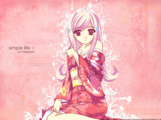 Pink haired girl glasses kimono - pink hair and glasses free wallpaper