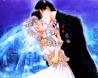 Couple kissing cityskyline stars fireworks - a couple kissing in front free wallpaper