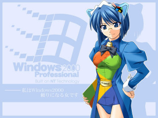 Woman blue coat cat ears - computer graphic free wallpaper
