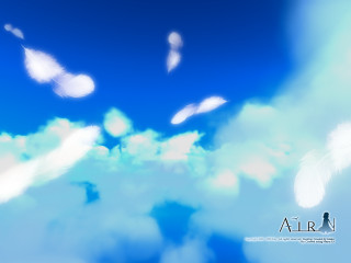 Blue sky clouds person bird - ambient occlusion free wallpaper