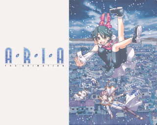 Girl flying city night stars - the air over a city free wallpaper