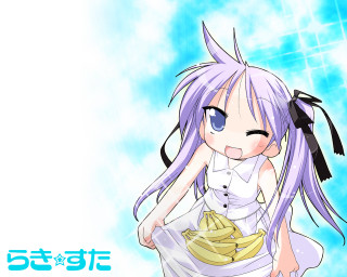 Anime girl purple hair banana - a banana free wallpaper