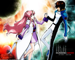 Anime couple space planet poster - a poster free wallpaper