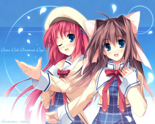 Anime girls hats blue white - a white hat free wallpaper