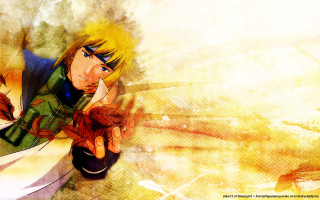 Anime yellowhair greeneyes redobject bangsgloves - a anime character free wallpaper