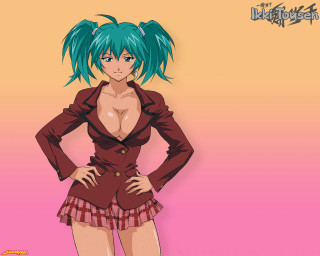 Blue hair pink background anime 2 - blue hair free wallpaper