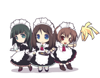 Maid girls flag food rayonism - concept art free wallpaper