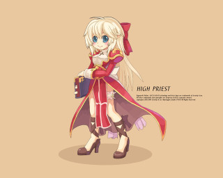 Girl red dress cape purse - a beige background free wallpaper