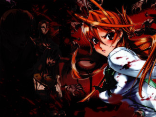Girl blood bloodied anime demon - free cyberpunk wallpaper