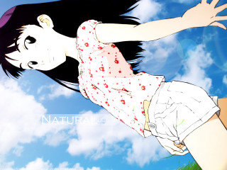 Girl flying clouds anime outdoors - the background free wallpaper
