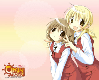 Blonde girls pink background manga - a picture together free wallpaper